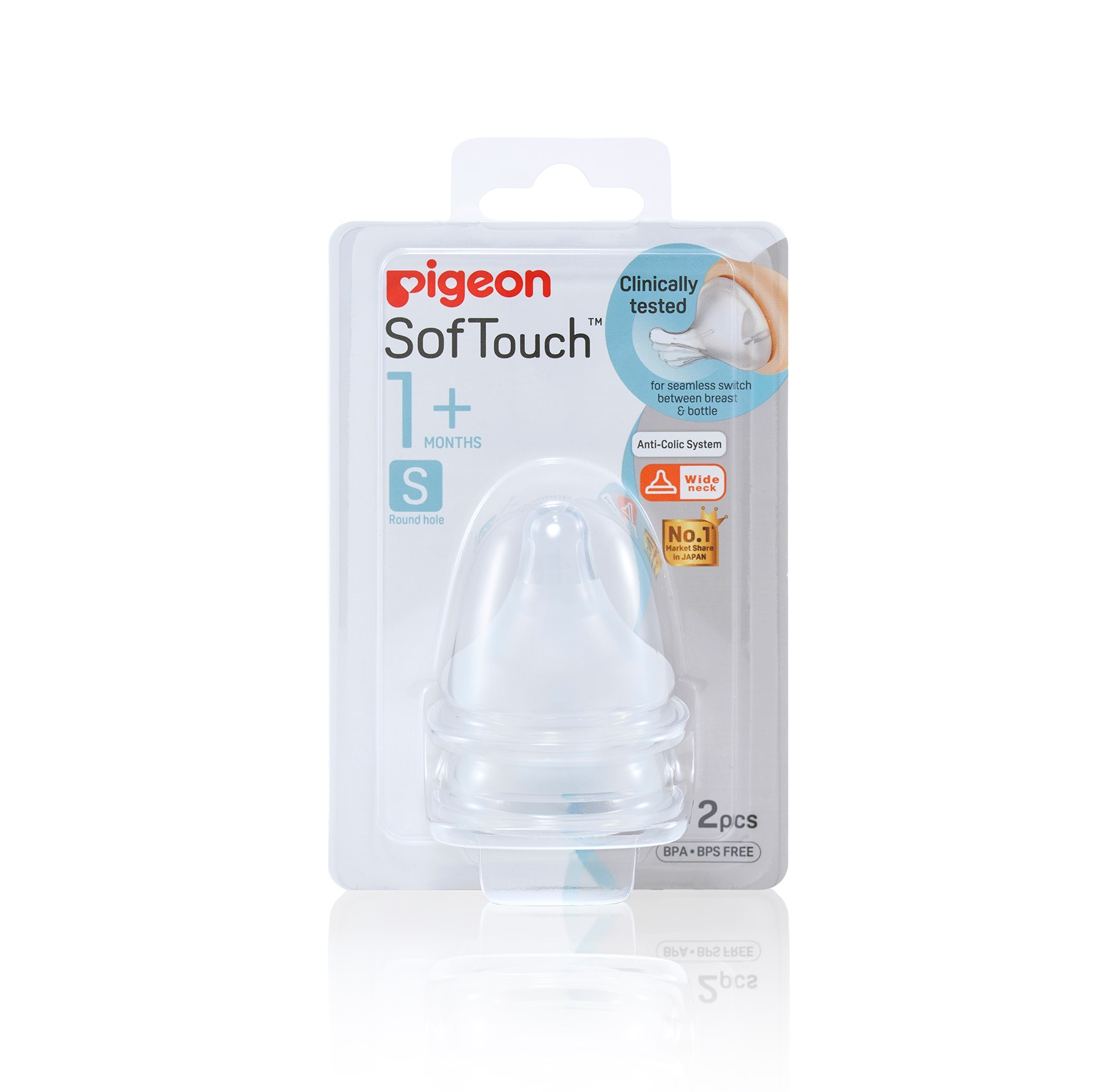Pigeon SofTouch Nipple Blister Pack 2Pcs (S) (PG-78479)