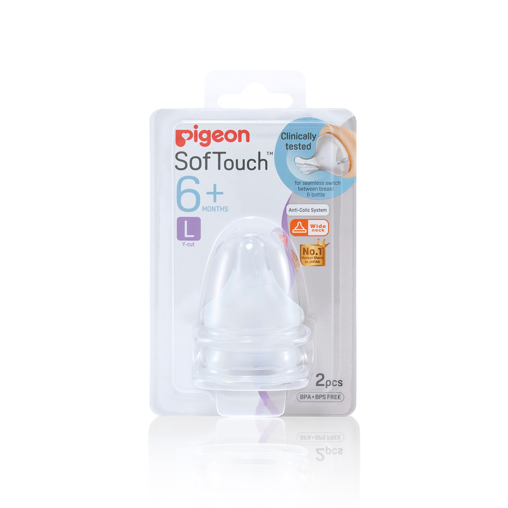 baby-fair Pigeon SofTouch Nipple Blister Pack 2Pcs (L) (PG-78481)