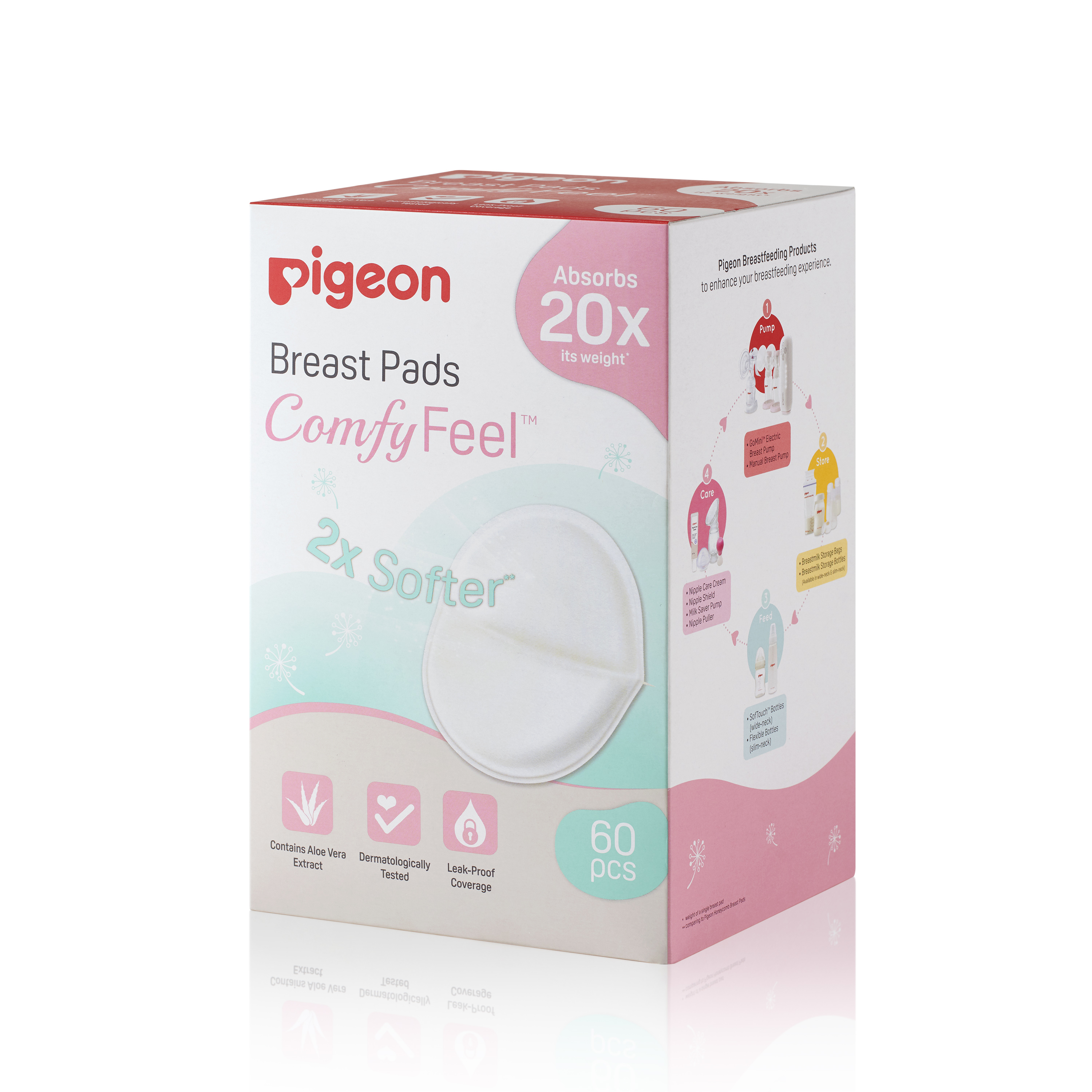 Baby Fair | Pigeon Breast Pads Comfyfeel 60Pcs Box (EN) with Shrink Wrap (Bundle of 2) (PG-79253K)