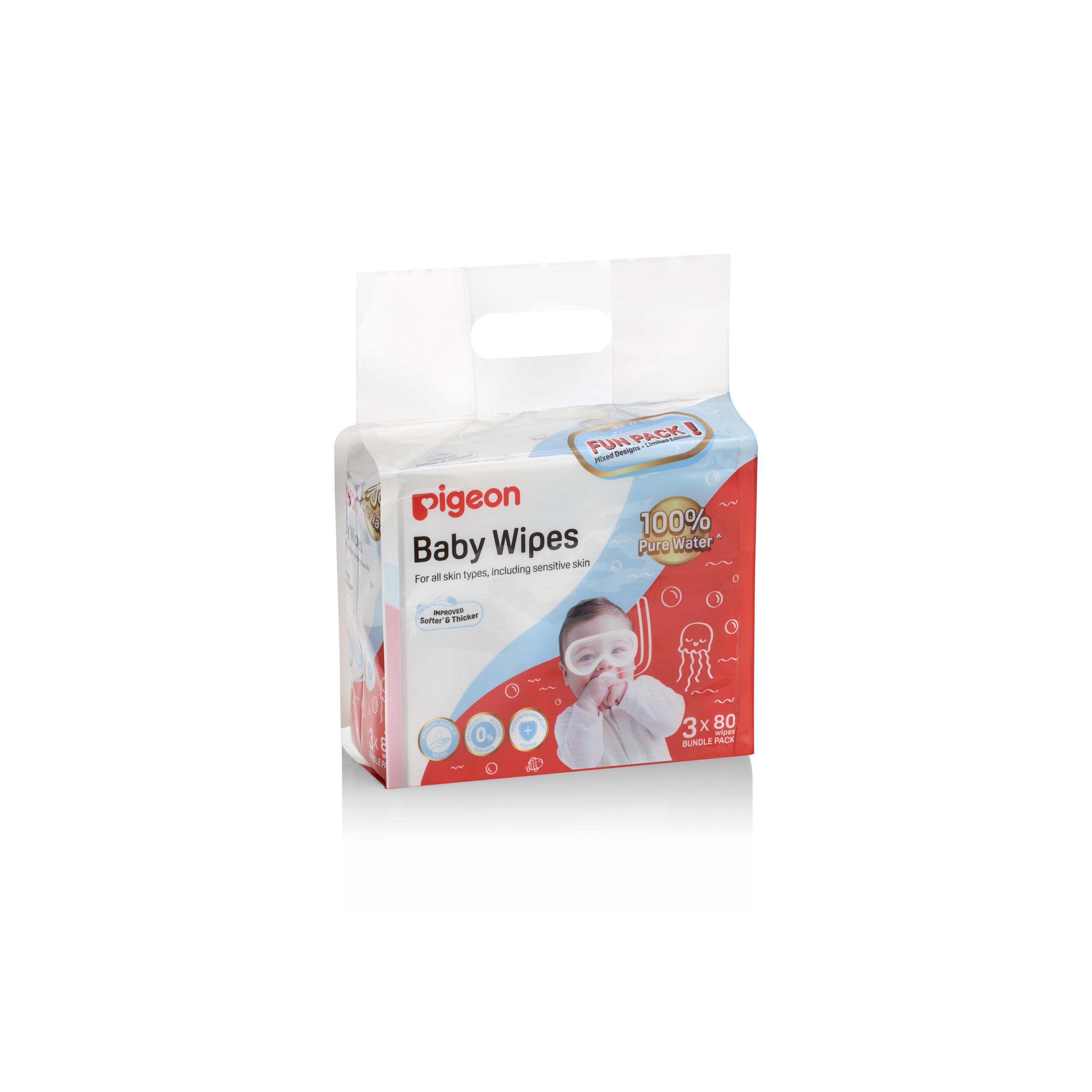Pigeon Baby Wipes 80 Sheets Water Base 3 In 1 Bag (PG-79495S)