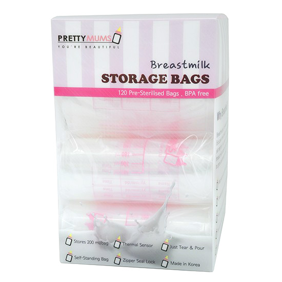PrettyMums Breastmilk Storage Bags with Thermal Sensor (120pcs)