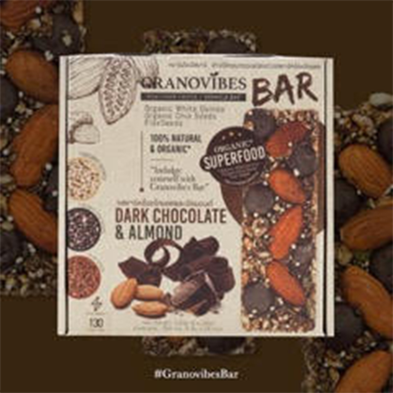 Granovibes Dark Chocolate & Almond Granola Bar (Box - 28gx6)