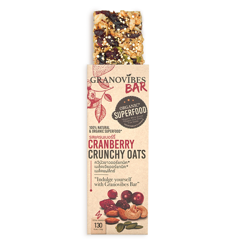 Granovibes Cranberry Crunchy Oats Granola Bar 28g