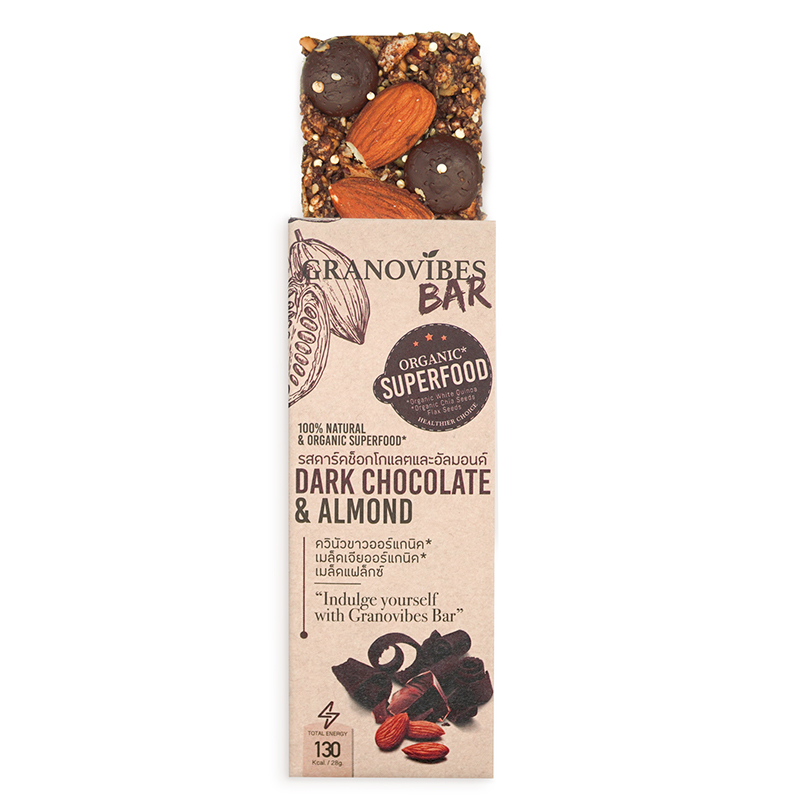 Granovibes Dark Chocolate & Almond Granola Bar 28g