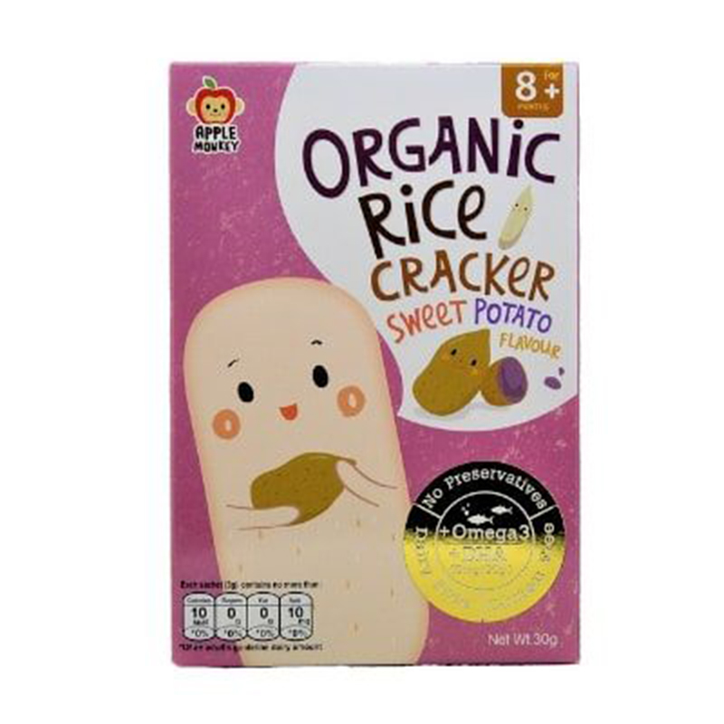 Apple Monkey Organic Rice Cracker - Sweet Potato - 30g (10x3g)