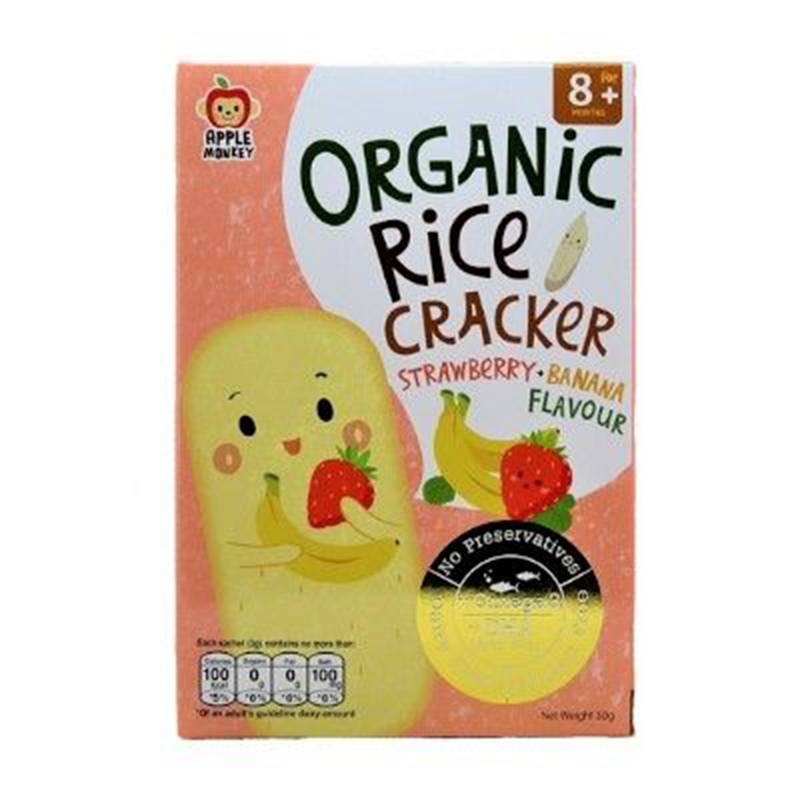 Apple Monkey Organic Rice Cracker 3g x 10 - Strawberry & Banana