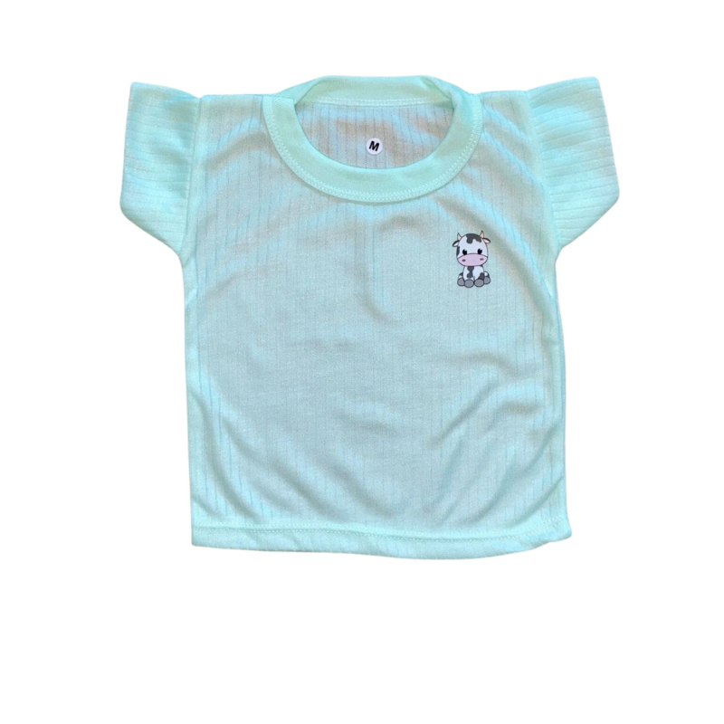 Power Kids Short Sleeve T-shirt (Salur Cotton) with Cute Animal Prints - Green