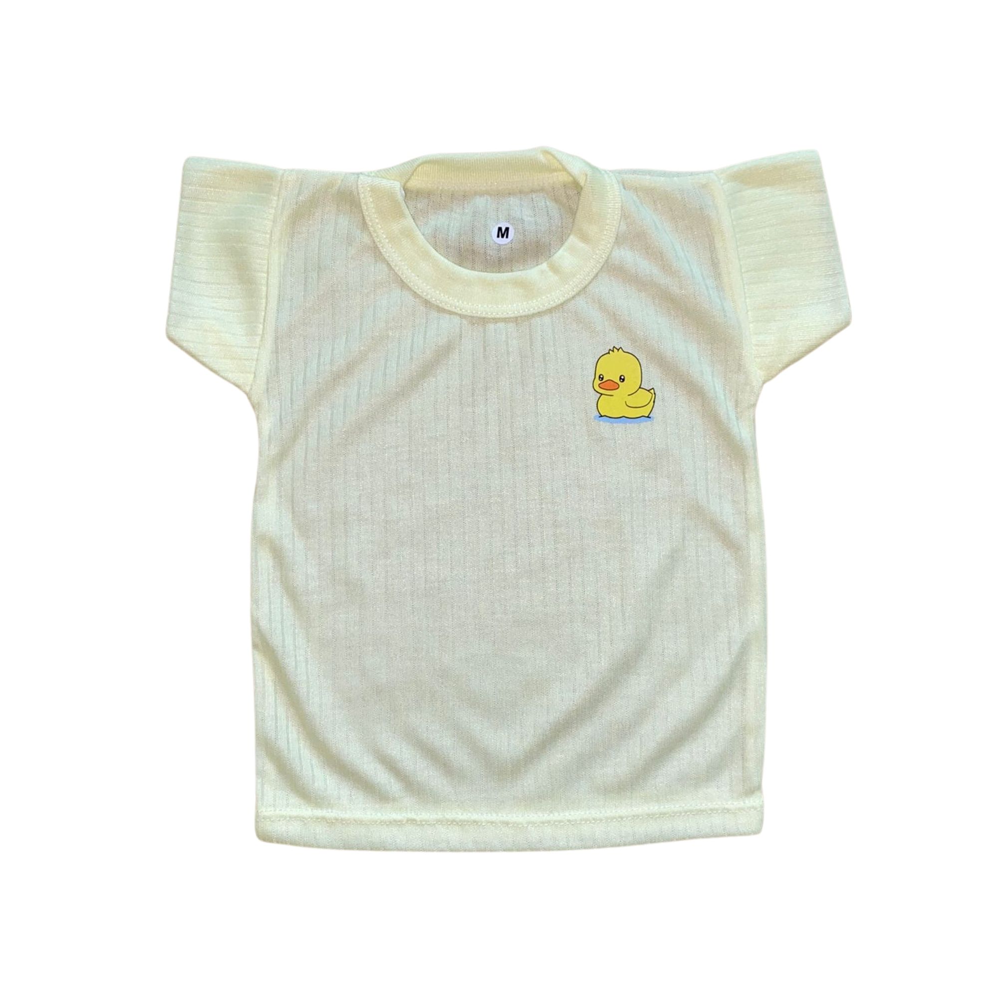 Power Kids Short Sleeve T-shirt (Salur Cotton) with Cute Animal Prints - Yellow