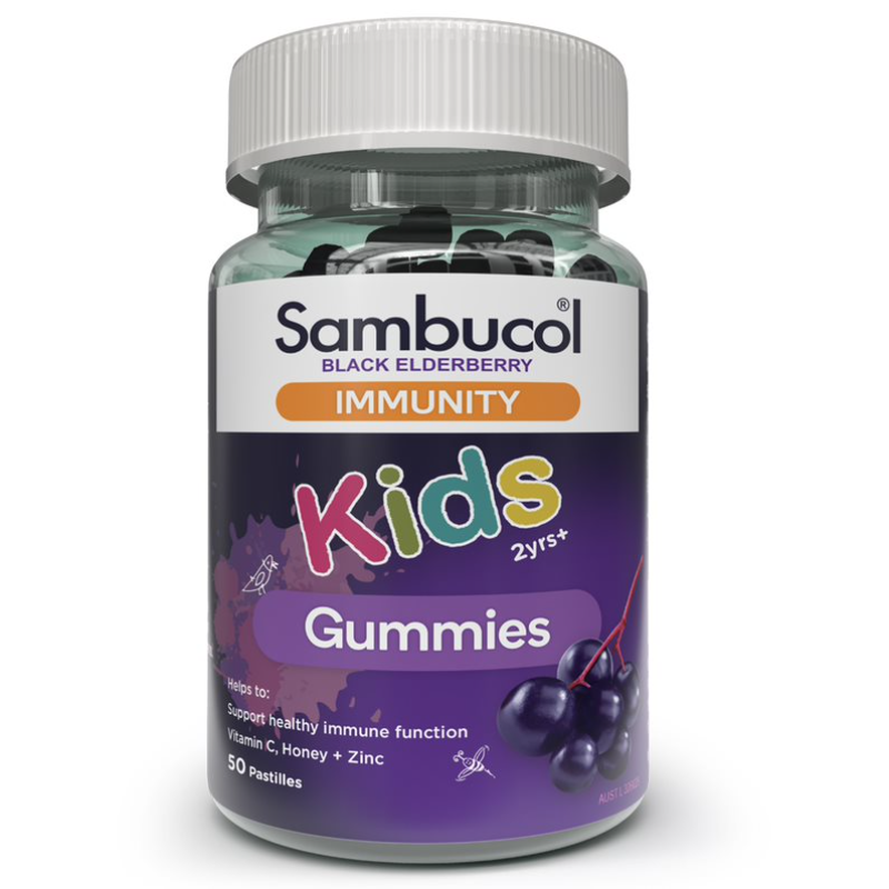 Sambucol Kids Immunity Gummies (AUS Version), 50 gums. (Buy 1 bottle get another bottles at 50% Off) Exp: Nov-2024