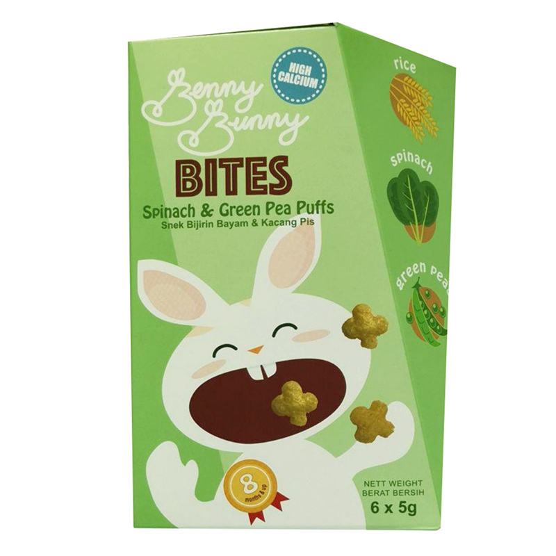 Benny Bunny Spinach & Green Peas Puff - High Calcium 8m+ (6 x 5g)