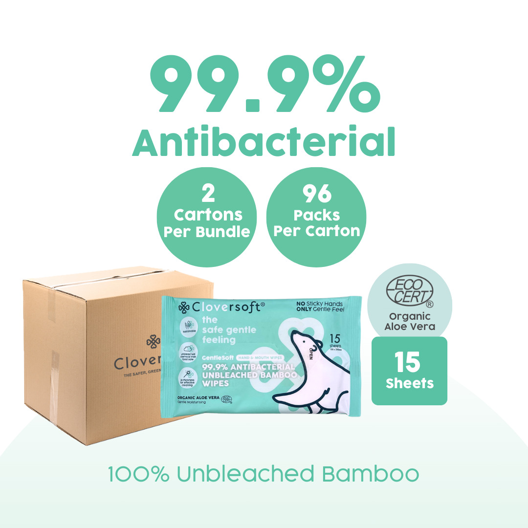 Cloversoft Antibacterial Wipes 15s  - Bundle of 2 Cartons (192 Packs)