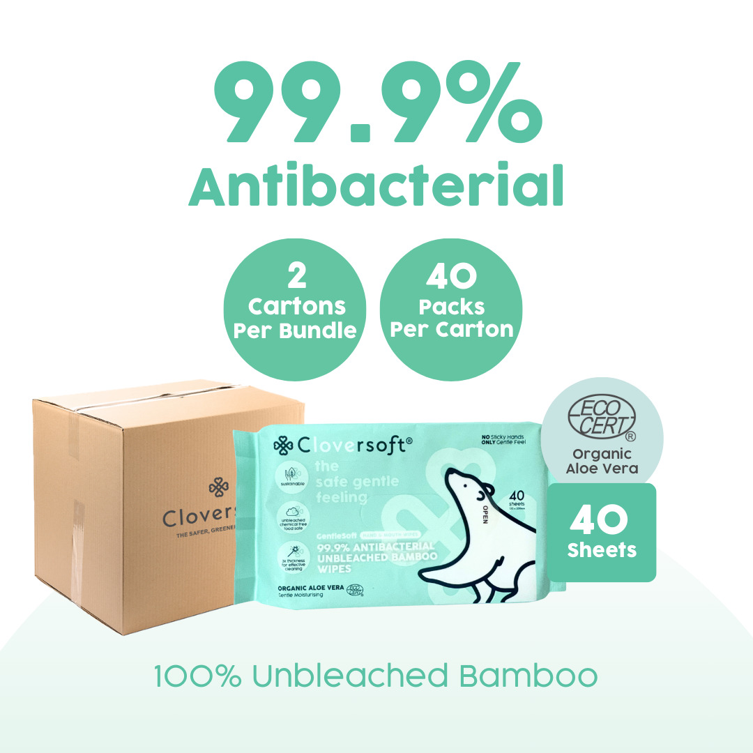 Cloversoft Antibacterial Wipes 40s  - Bundle of 2 Cartons  (80 Packs)