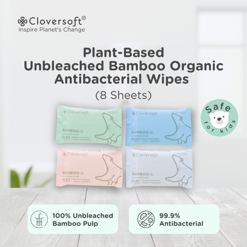 Cloversoft Plant-Based Unbleached Bamboo 99.9%25 Antibacterial Organic Wet Wipes
