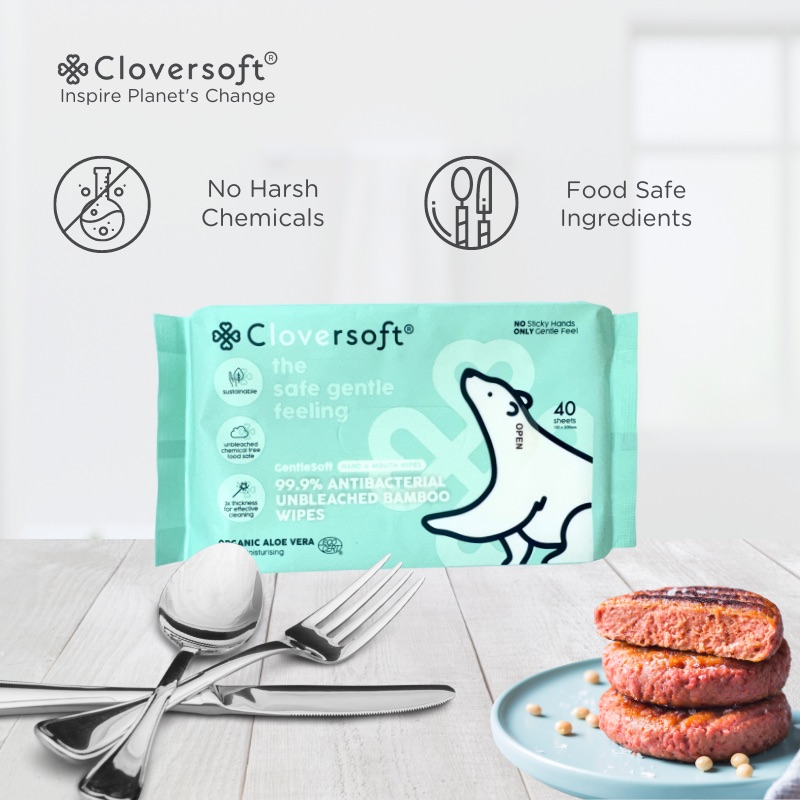 Cloversoft Plant-Based Unbleached Bamboo 99.9%25 Antibacterial Organic Wet Wipes
