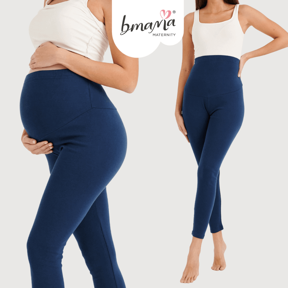 Bmama Adjustable Slim Fit Stretchable High Waist Maternity Legging - Blue