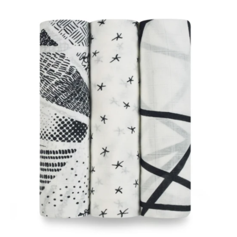 baby-fair Aden + Anais Bamboo Swaddling Wraps (3 Pack) - Midnight