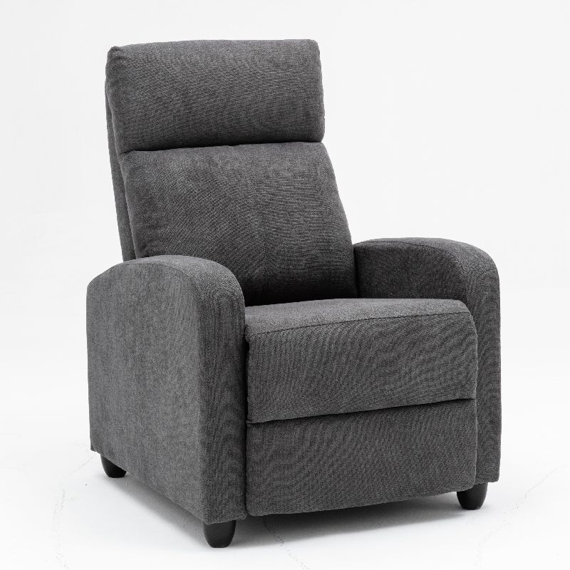 Picket & Rail Americana Push Back Fabric Recliner Lounge Chair Dark Grey