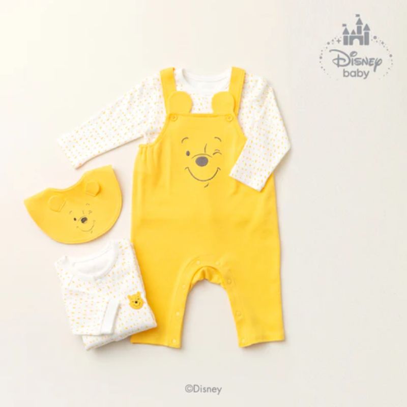 (Buy 3 1 Free) Agabang x Disney Baby Winnie the Pooh Baby Yellow Winnie the Pooh Jumpsuit Set