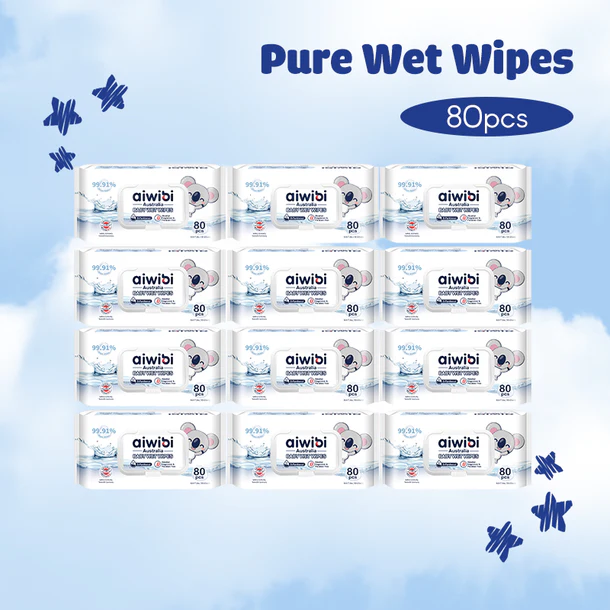 [Carton Deal] Aiwibi Baby 99.91% Pure Water Wipes 80pcs x 12 packs