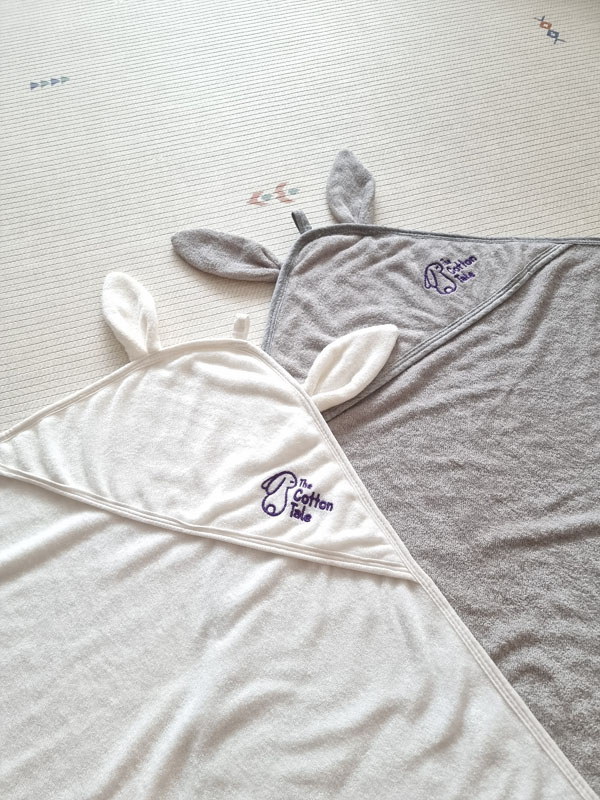 (Bundle of 6 *Choose colours on site) The Cotton Tale 100% Organic Bamboo Bunny Hooded Towel and Mitt Set (100cm x 100cm)