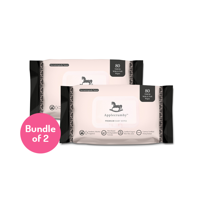 (Bundle of 2) Applecrumby Extra Thick Honey Baby Wipes 80s