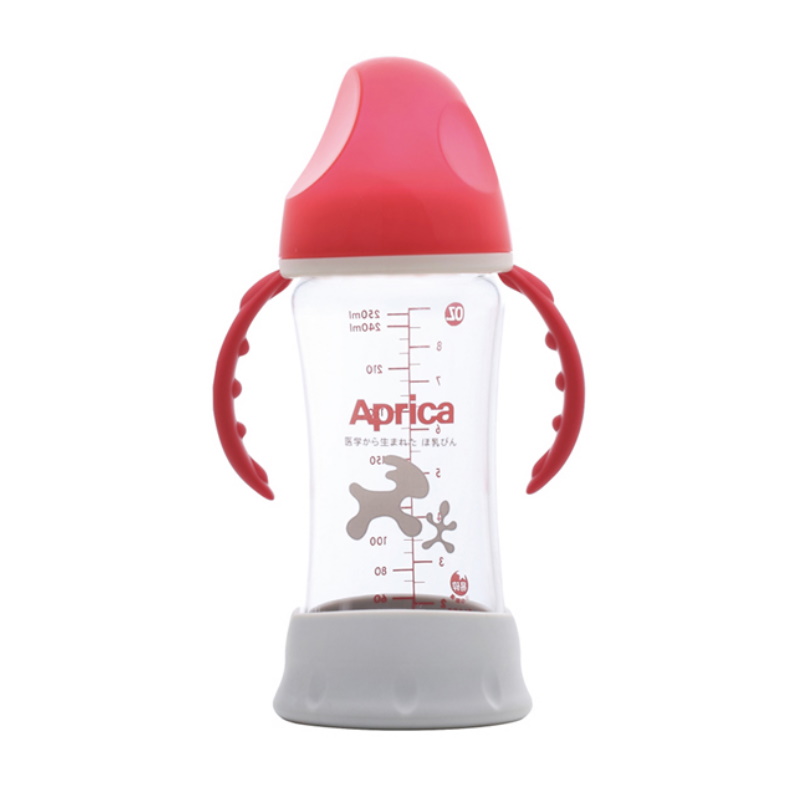 Aprica Wide mouth Drop Resistant Glass Bottle 250ml + Free 1 Year Warranty