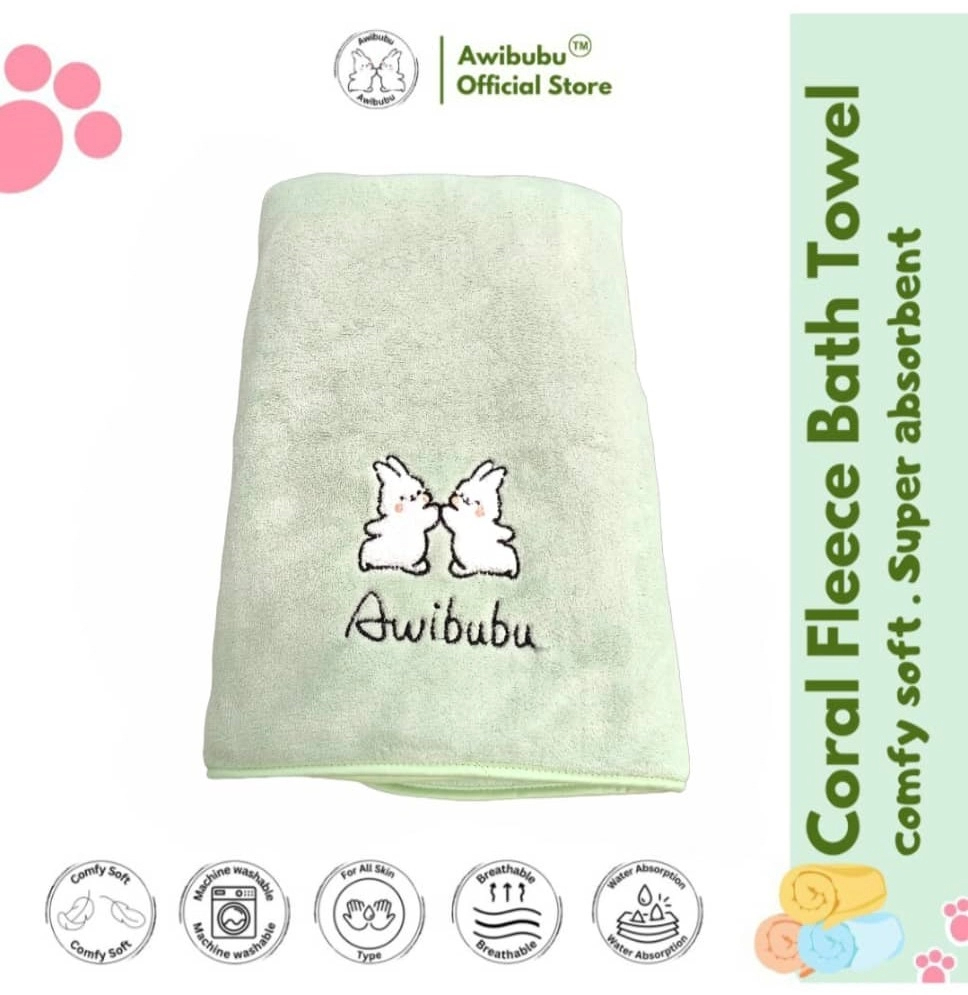 (Bundle of 3) Awibubu Kids Ultra Soft Coral Fleece Towel