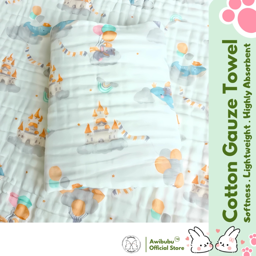 (Bundle of 3) Awibubu 6 Layer Cotton Gauze Towel