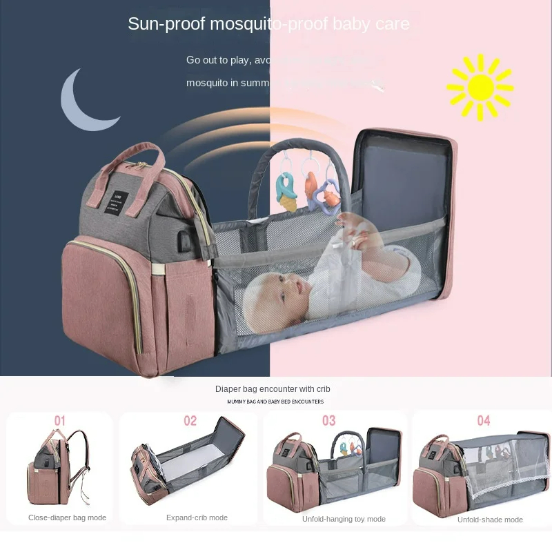 Momobebe 4in1 Mommy Bag Diaper Backpack Changing Sleeping Portable