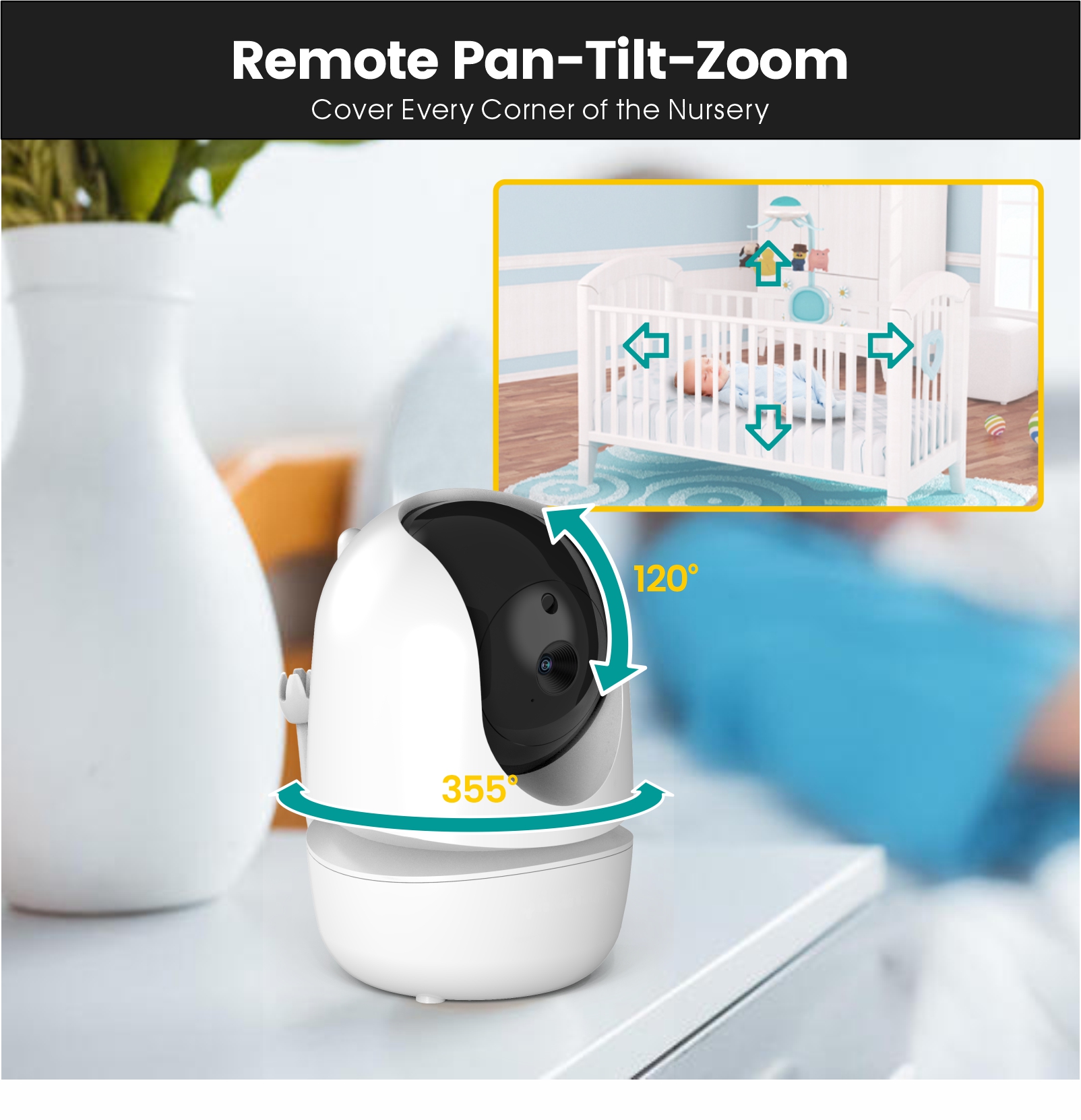 Momobebe  4.3 Inch Wireless Baby Monitor Intercom with 355 Degree Wide Angle and Night Vision