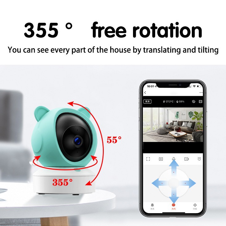 Momobebe Smartphone App Baby monitor Video Audio 355 degree camera night version two way talk