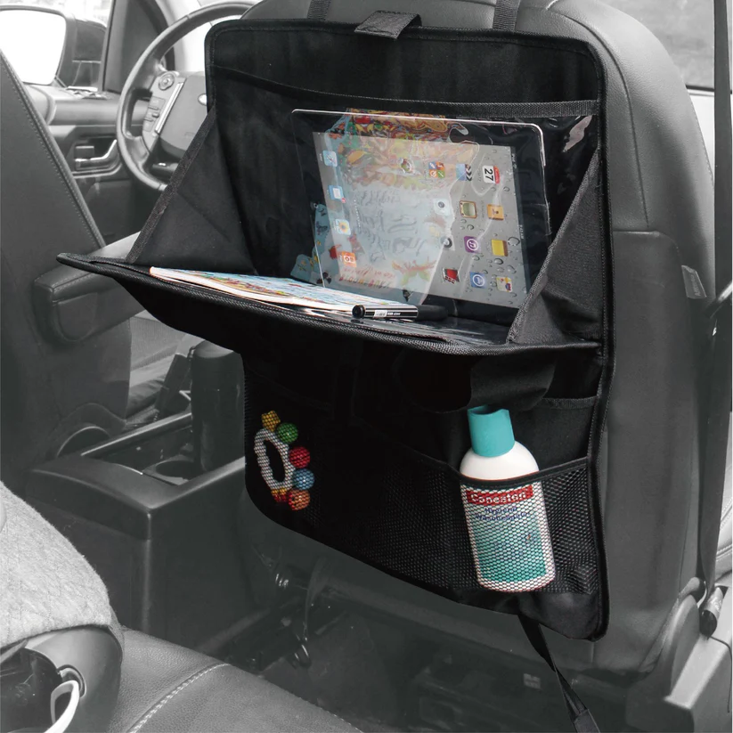 Bonbijou 2-In-1 Back Seat Organiser With Tray - Black