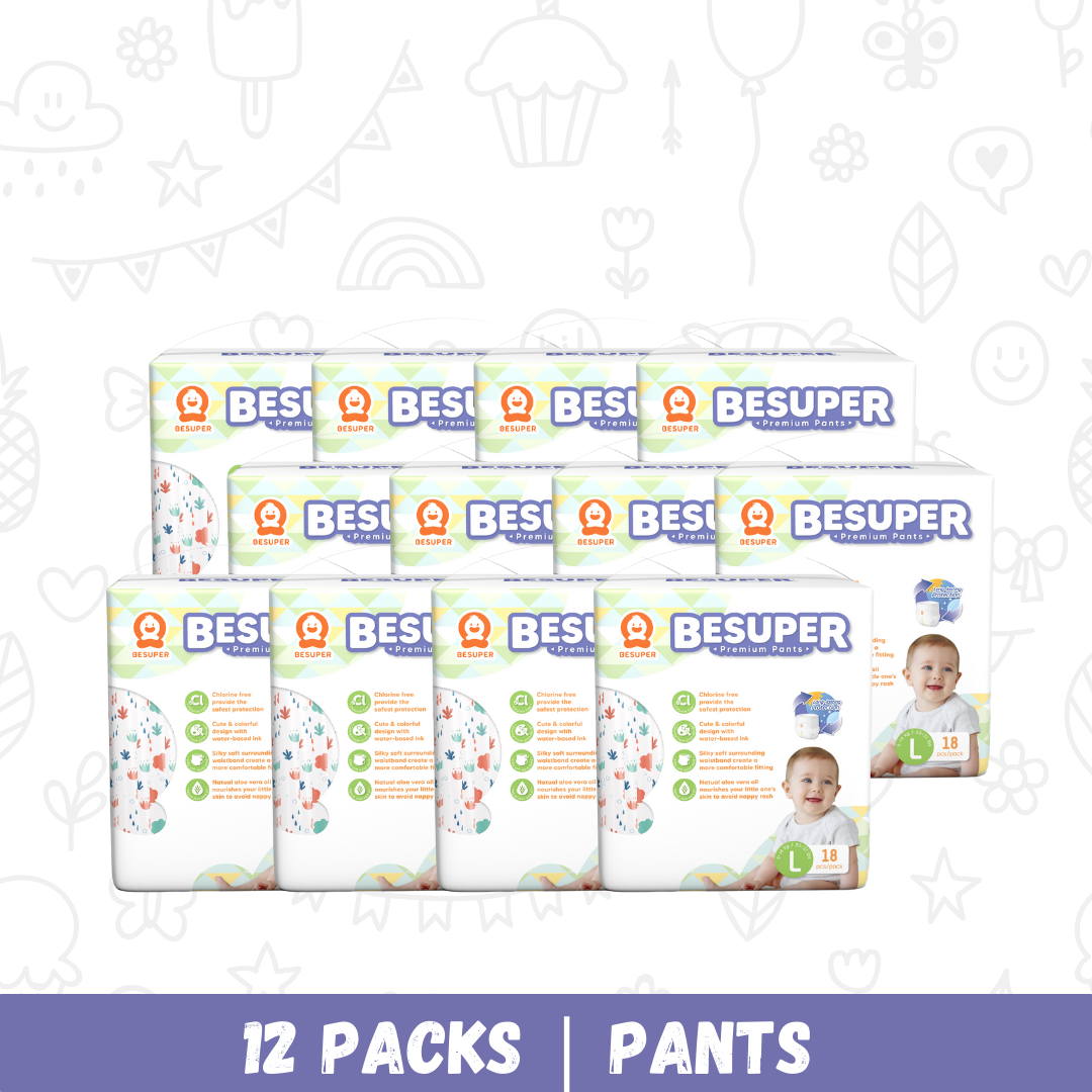 (Bundle of 12) Baby Express Besuper Premium Diapers - Pull Up Pants