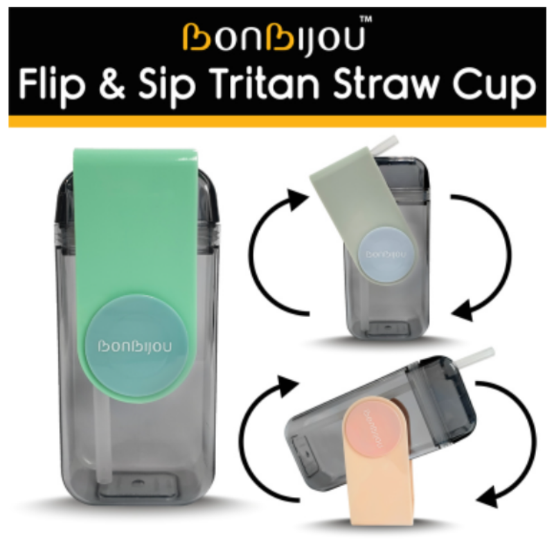 Bonbijou Flip & Sip Tritan Straw Cup + FREE Replacement & Straw Brush Set (worth $6.90)!