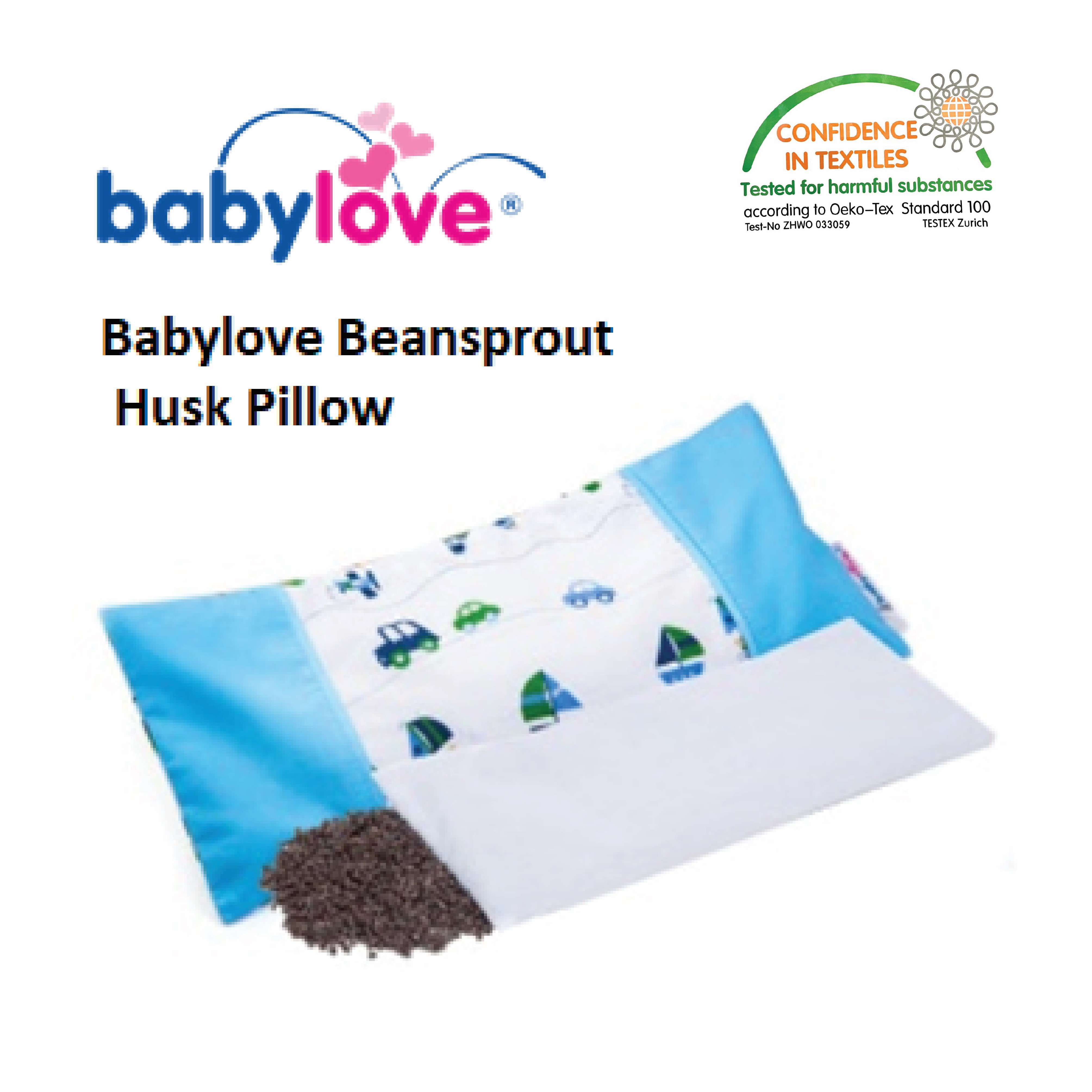 Babylove Organic Bean Sprout Husk Pillow with Pillowcase (Assorted designs)