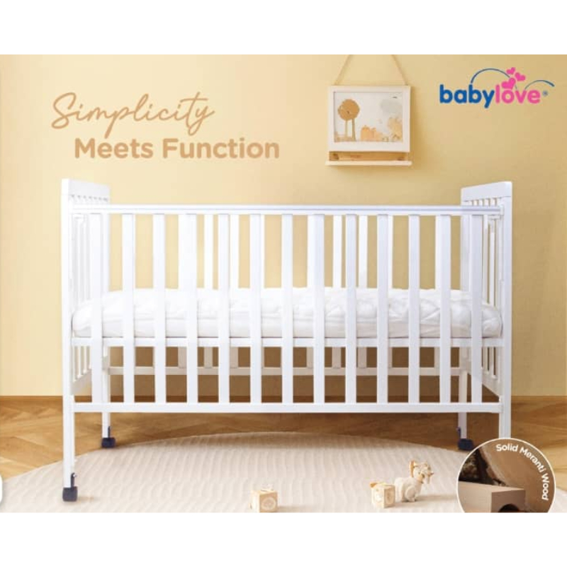 Babylove Simple Solid Wood Baby Cot (120x60cm size) *Cot Only + 1 Year Warranty