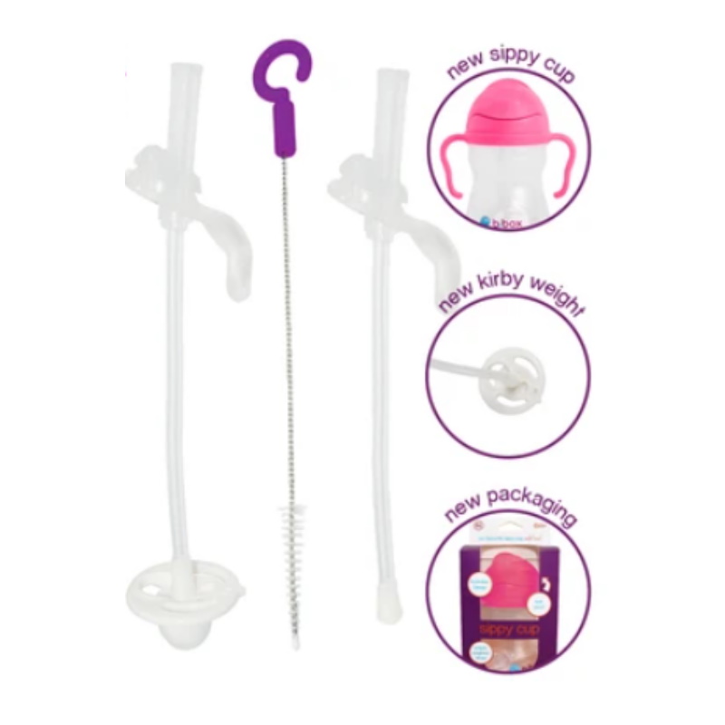 b.box Sippy Cup Replacement Straw + Cleaner (2 Straws + 1 Brush)