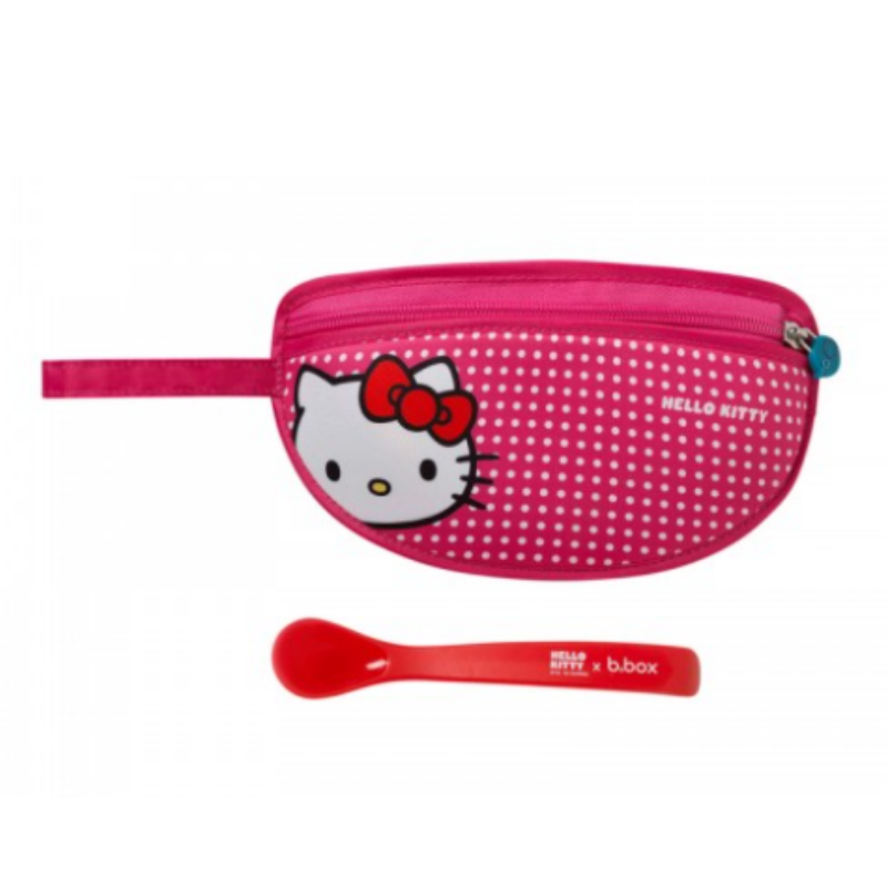 b.box Hello Kitty Travel Bib + Silicone Spoon - Pop Star 