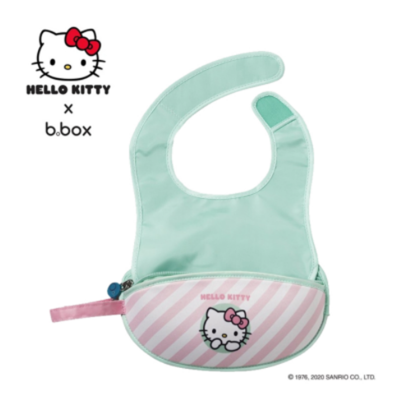b.box Hello Kitty Travel Bib + Silicone Spoon - Candy Floss