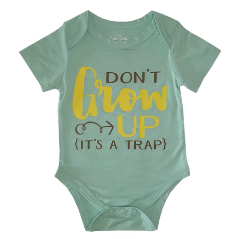 Bebe Bamboo Cute Saying Onesie (Don't Grow up, it's a Trap)