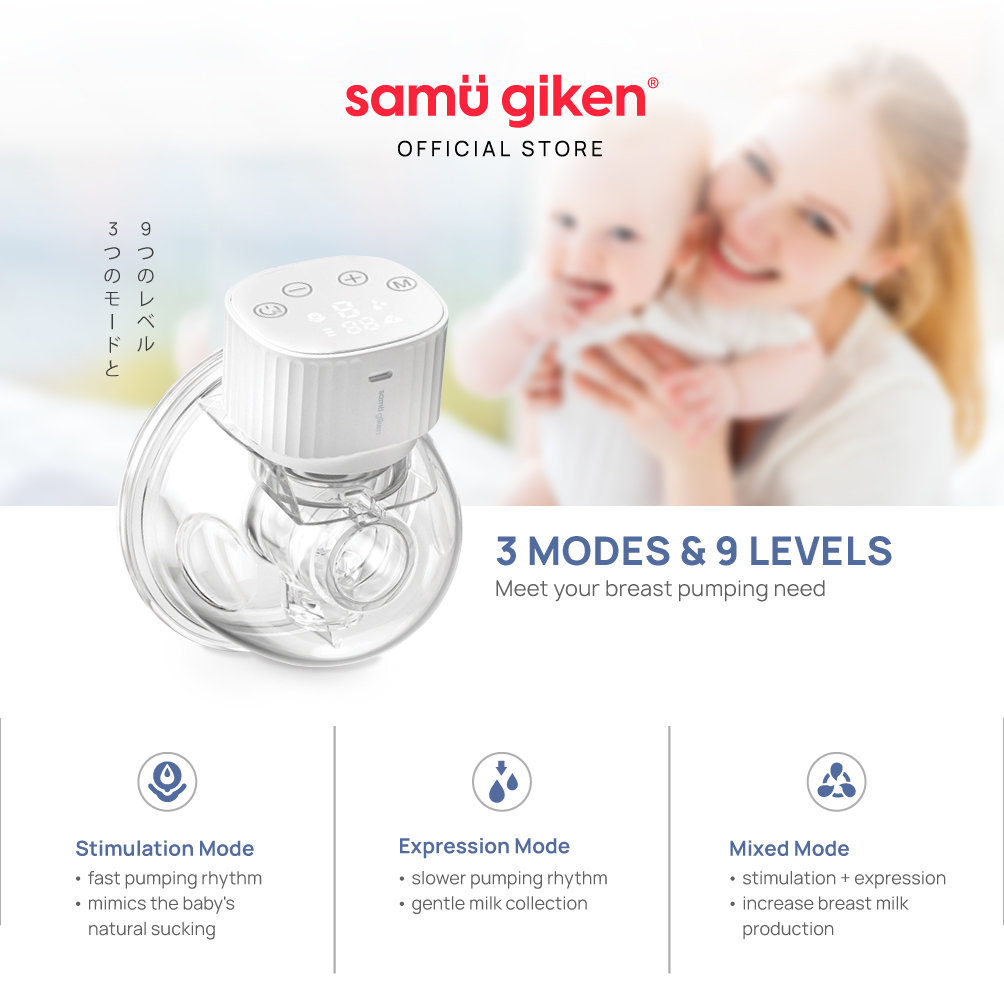 Samu Giken Breast Pump Wearable Advance Digital Display / Hands-Free Rechargeable (1set) + 1 Year Warranty