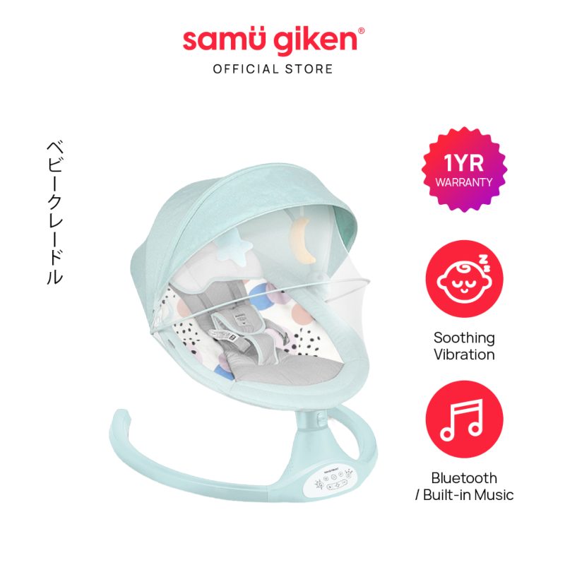 Samu Giken Baby Electric Auto Cradle Swing Chair with Music BC6 (1 Year Warranty) - Green