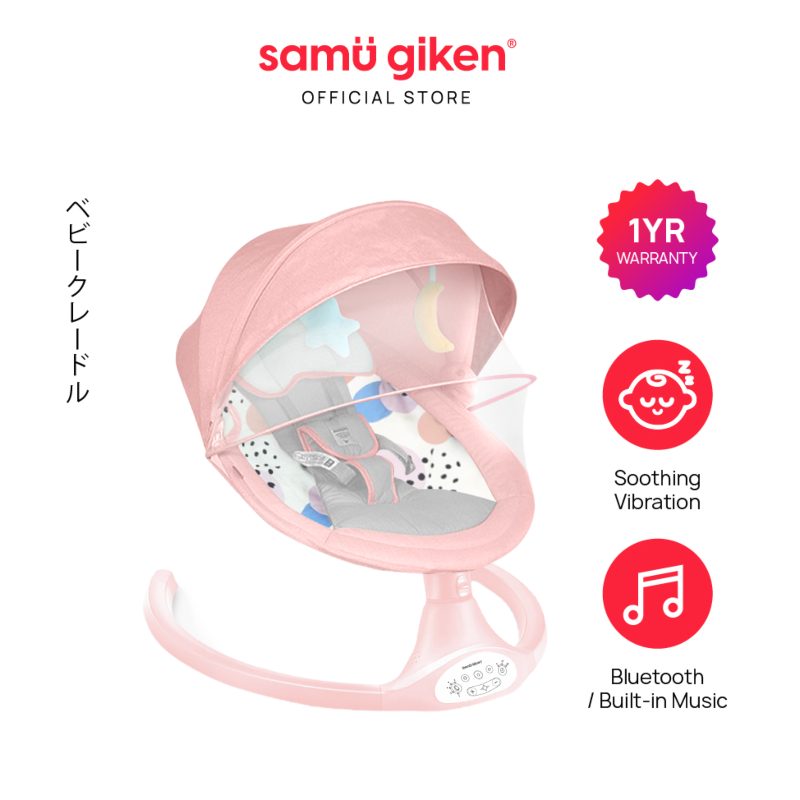 Samu Giken Baby Electric Auto Cradle Swing Chair with Music BC6 (1 Year Warranty) - Pink