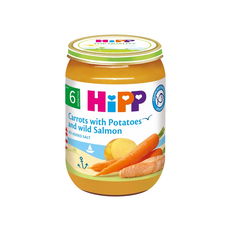 HiPP Organic Carrots with Potato and Wild Salmon 190g [Bundle of 6]