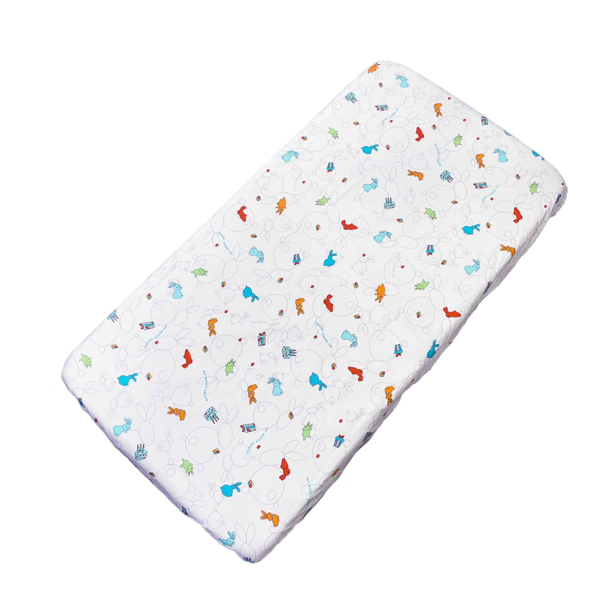 My Bunny Friend Fitted Sheet For Baby Mattress (71x132cm) - Bunny Party