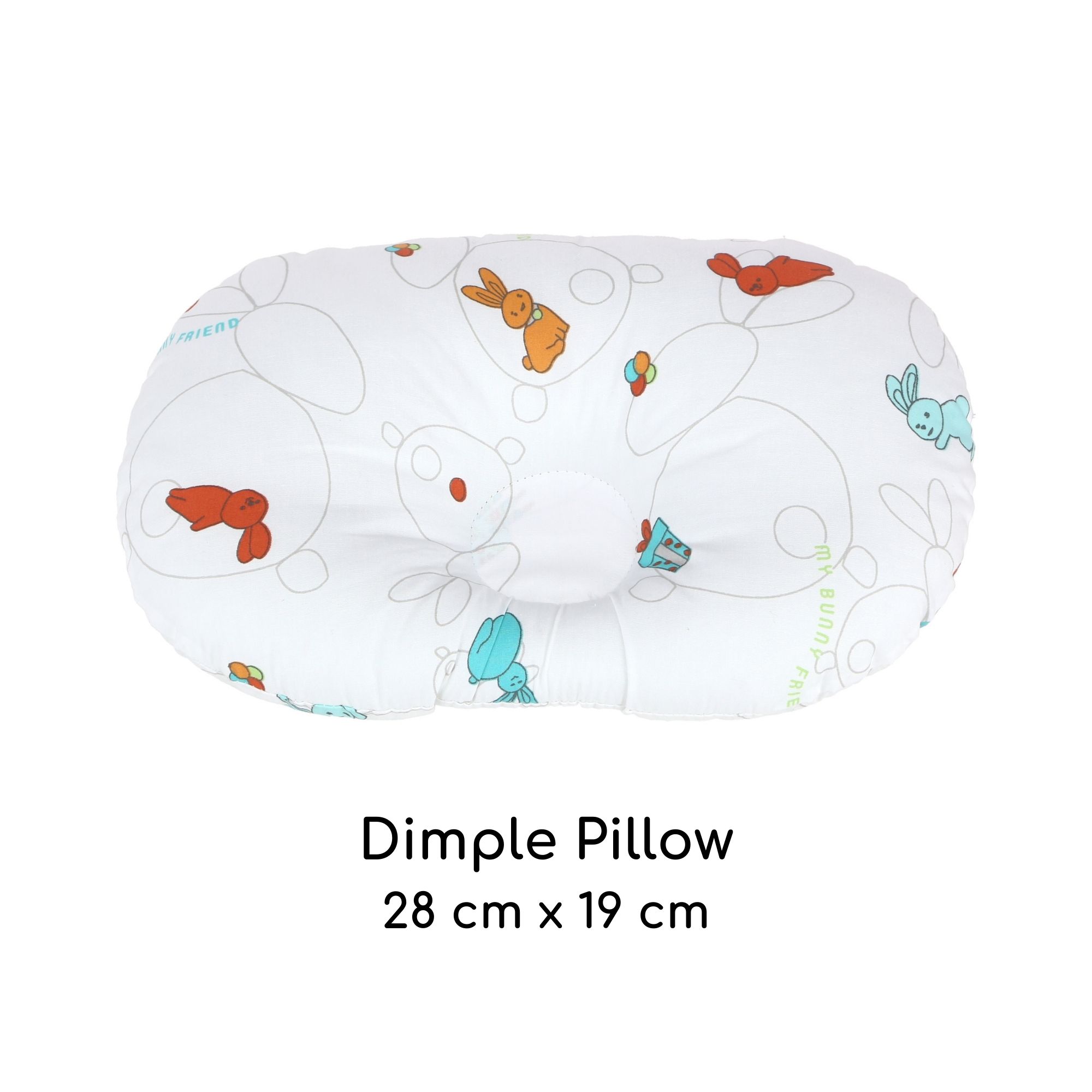 My Bunny Friend Baby Dimple Pillow (28x19cm) - Bunny Party