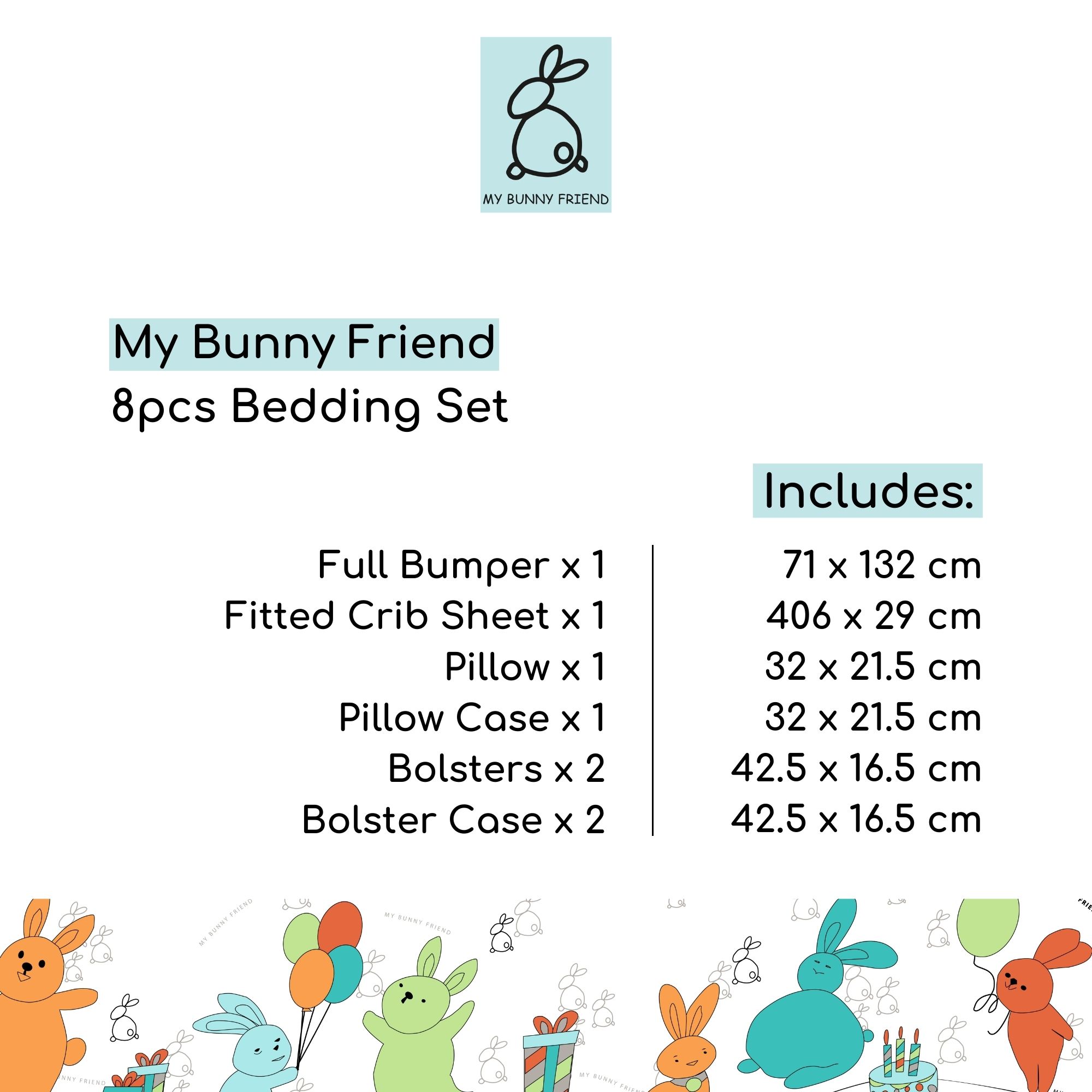 My Bunny Friend 8pcs Bedding Set - Bunny Party