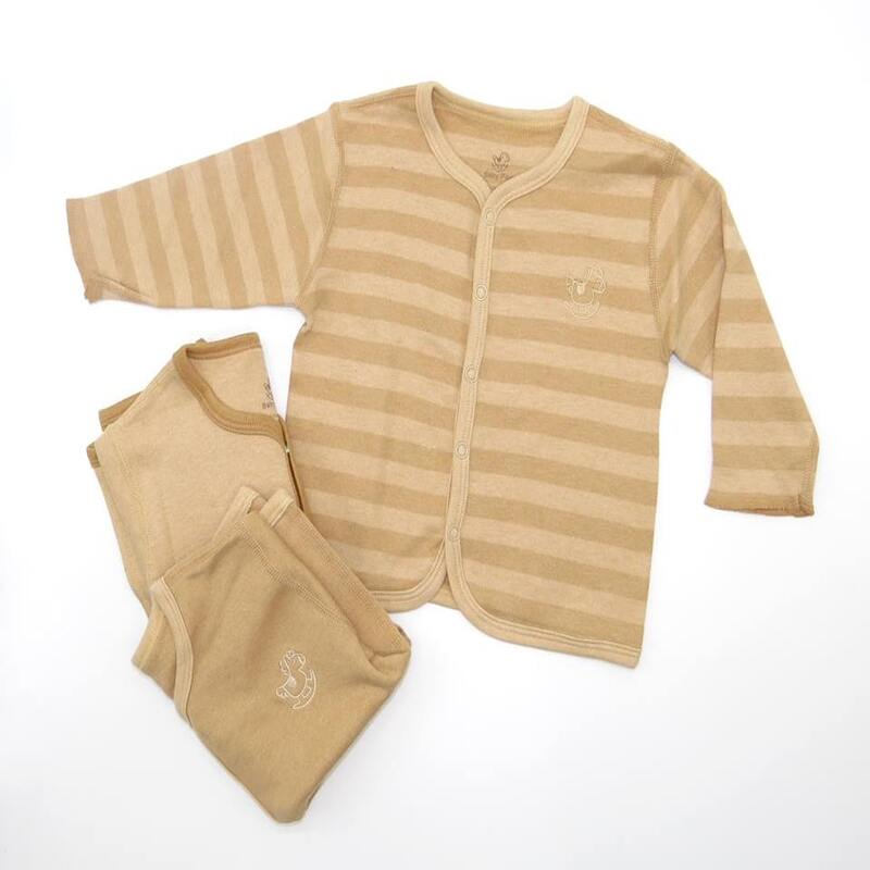 baby-fair Baby Piper Long Sleeve Mid Buttoned Shirt 100% Organic Cotton Dye Free (1103) Brown Stripes