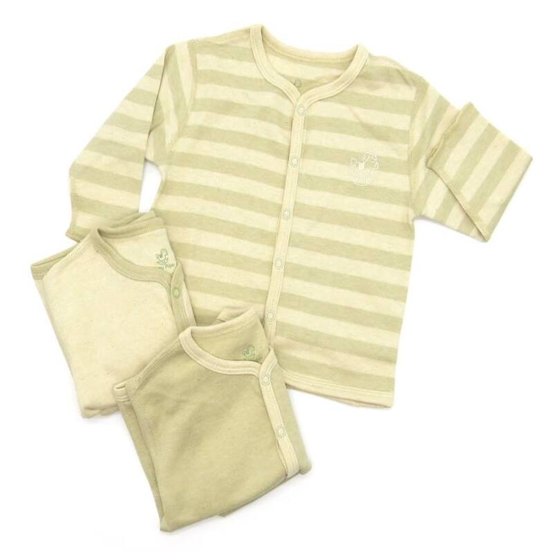 Baby Piper Long Sleeve Mid Buttoned Shirt 100% Organic Cotton Dye Free (1103) Green Stripes