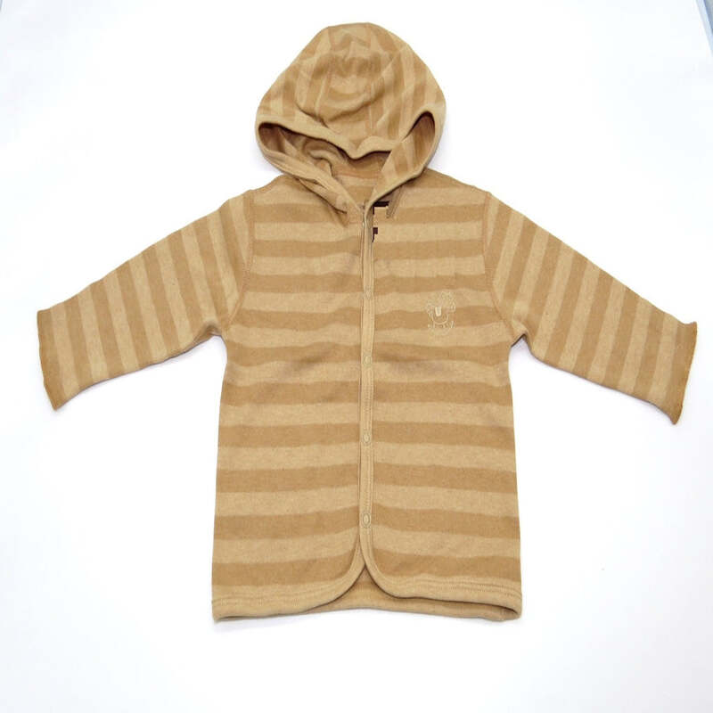 baby-fair Baby Piper Long Sleeve Jacket Top with Hoody 100% Organic Cotton Dye-Free (1104) Brown Stripes